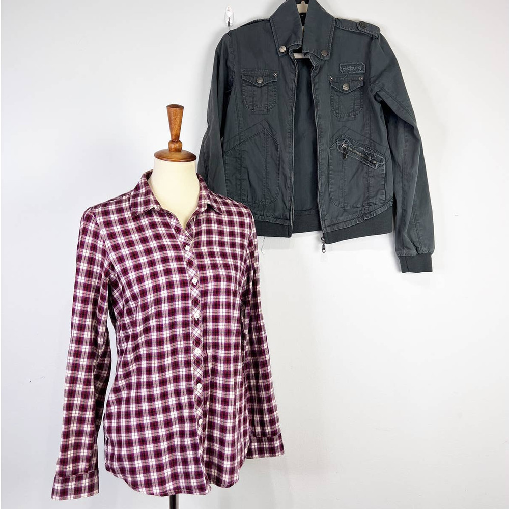 Eddie Bauer red purple and white plaid shirt Size Small ALT Bella Swan Twilight